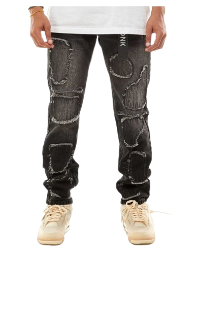 Patch Jeans - Regular Fit (Black)