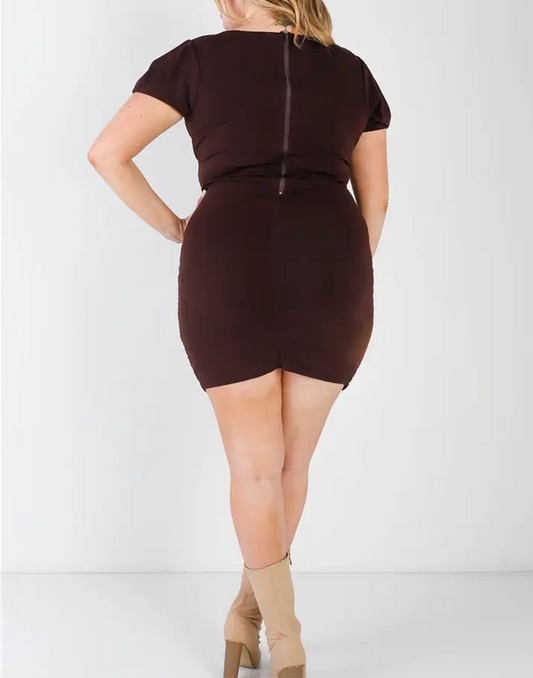 Plus Ruched Mini Dress